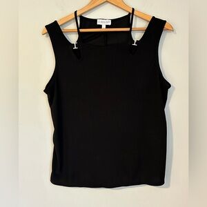 Luxology Black Sleeveless Top with Rhinestone Strap Detail Size L